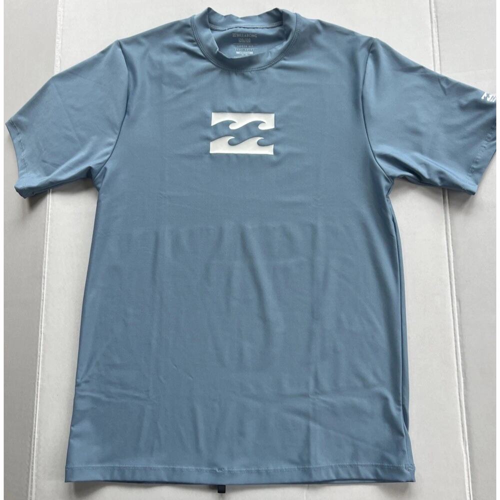 Billabong Mens M Loose Fit Short Sleeve Rashguard UVA Surf Shirt Blue Swim